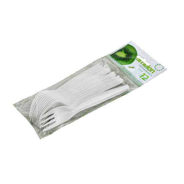 عکس چنگال یکبار مصرف گیاهی – بسته 12 عددی